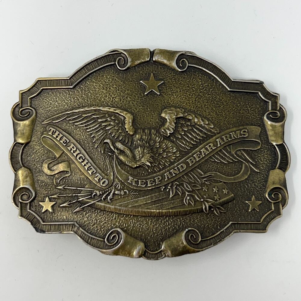 Vintage Right To Bear Arms Bald Eagle Belt Buckle 2nd Amendment Guns Firearms